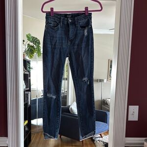 Judy Blue Skinny Blue Jeans with Distressed Detail